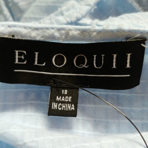 Eloquii Long Sleeve Swiss Dot Baby Doll Tiered Dress SZ 18 - Picture 2 of 14